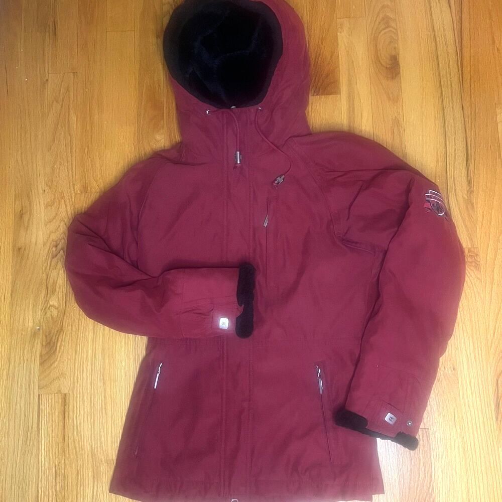 Vintage Couloir Metropolis Resort Dark Red Hooded Insulated Winter Snow Jacket M
